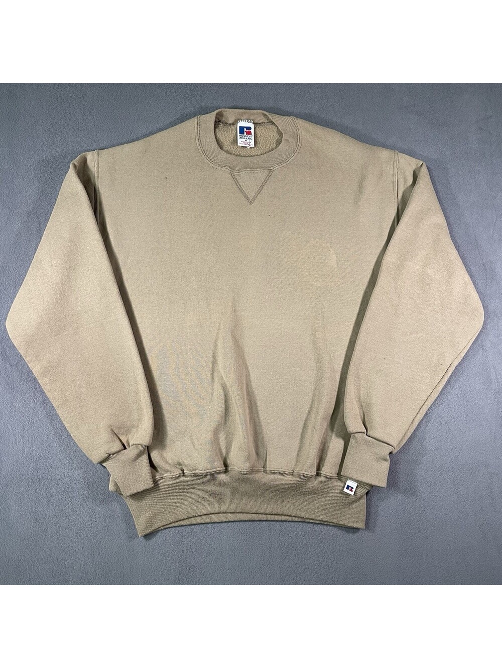 Russell Athletic VTG 90s Crewneck Sweatshirt Made USA Tan Blank Mens M